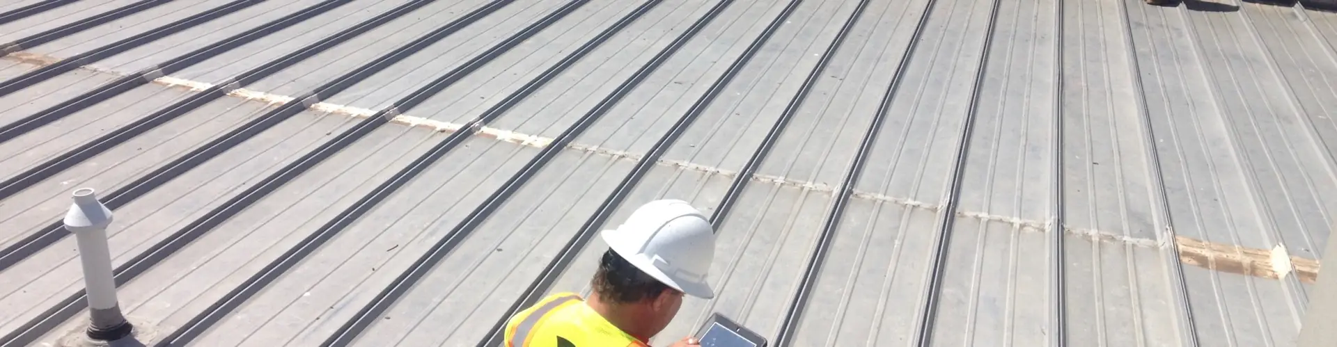 Roof inspection on an industrial roof