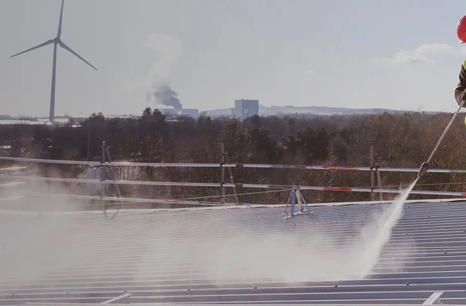 Roof maintenance on an industrial roof